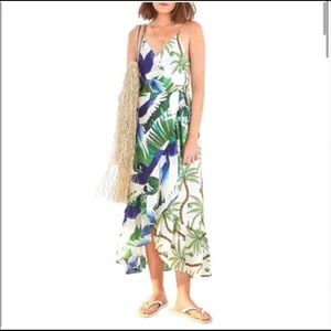 NWOT FARM RIO mixed palm wrap dress